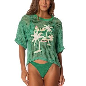 Maaji Tropical Green Cotta Crochet Shirt Medium NWT